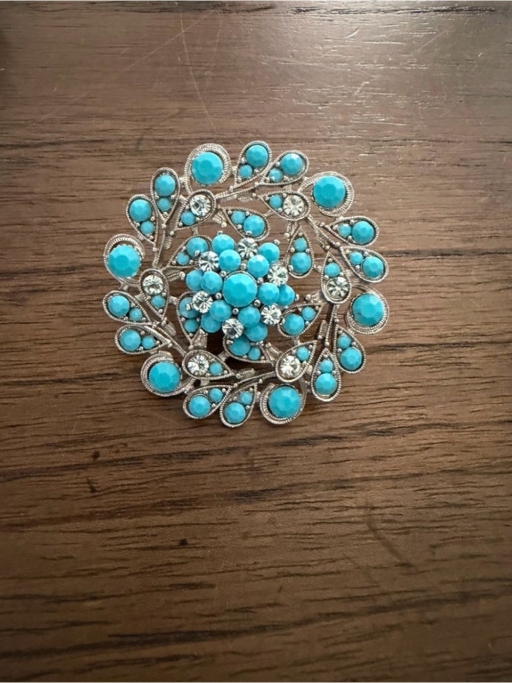 Turquoise Floral Cluster Brooch - Women's Jewelry